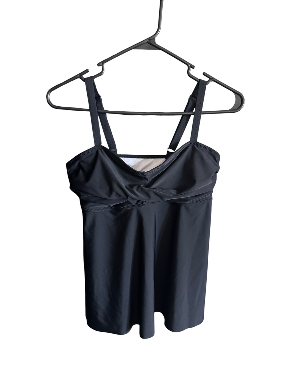 Beachsissi Black Twist Front Tankini Swim Top M Tummy Control Modest Vacation